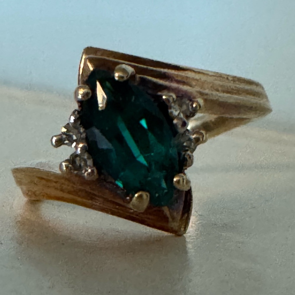 10k Emerald and Diamond Ring - Women Jewelry